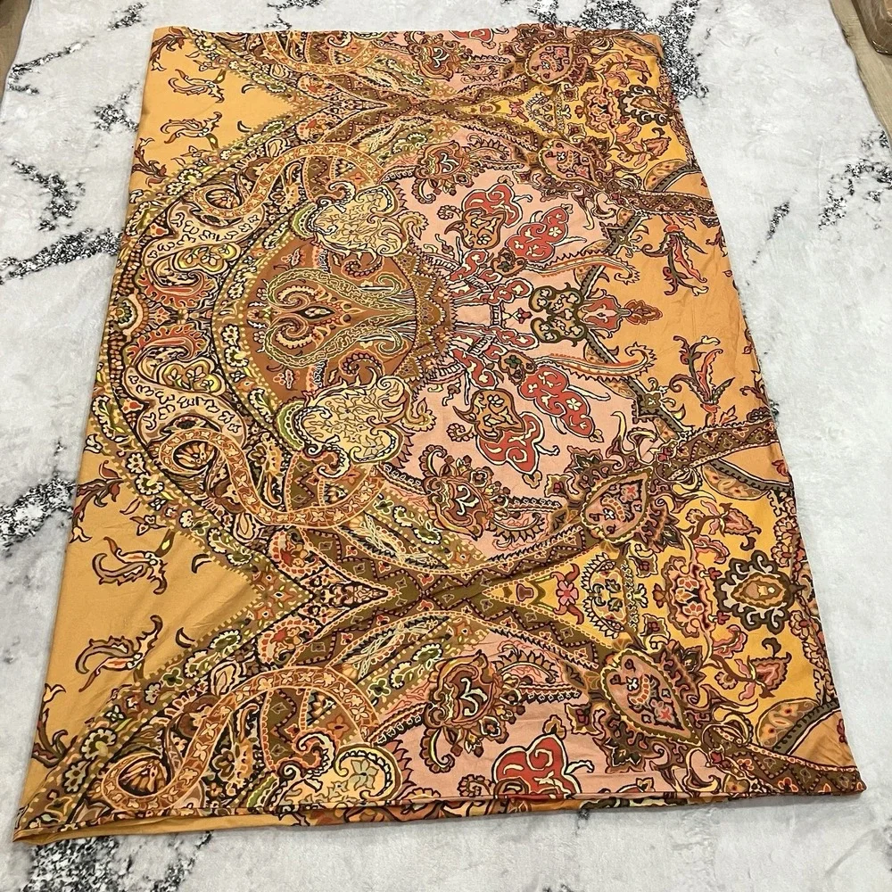 UO Home Twin Duvet Cover Orange Paisley Boho Reversible Cotton Bedding